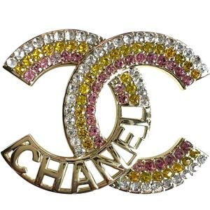 CHANEL Multicolor Crystal Gold Brooch B23 K (CCXX012)